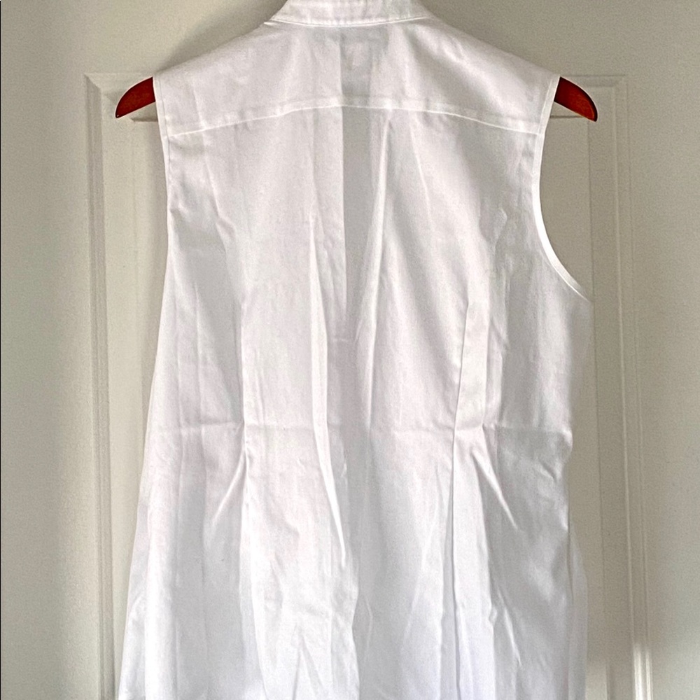 Kasper Separates White Cotton Sleeveless Shirt - Picture 6 of 7